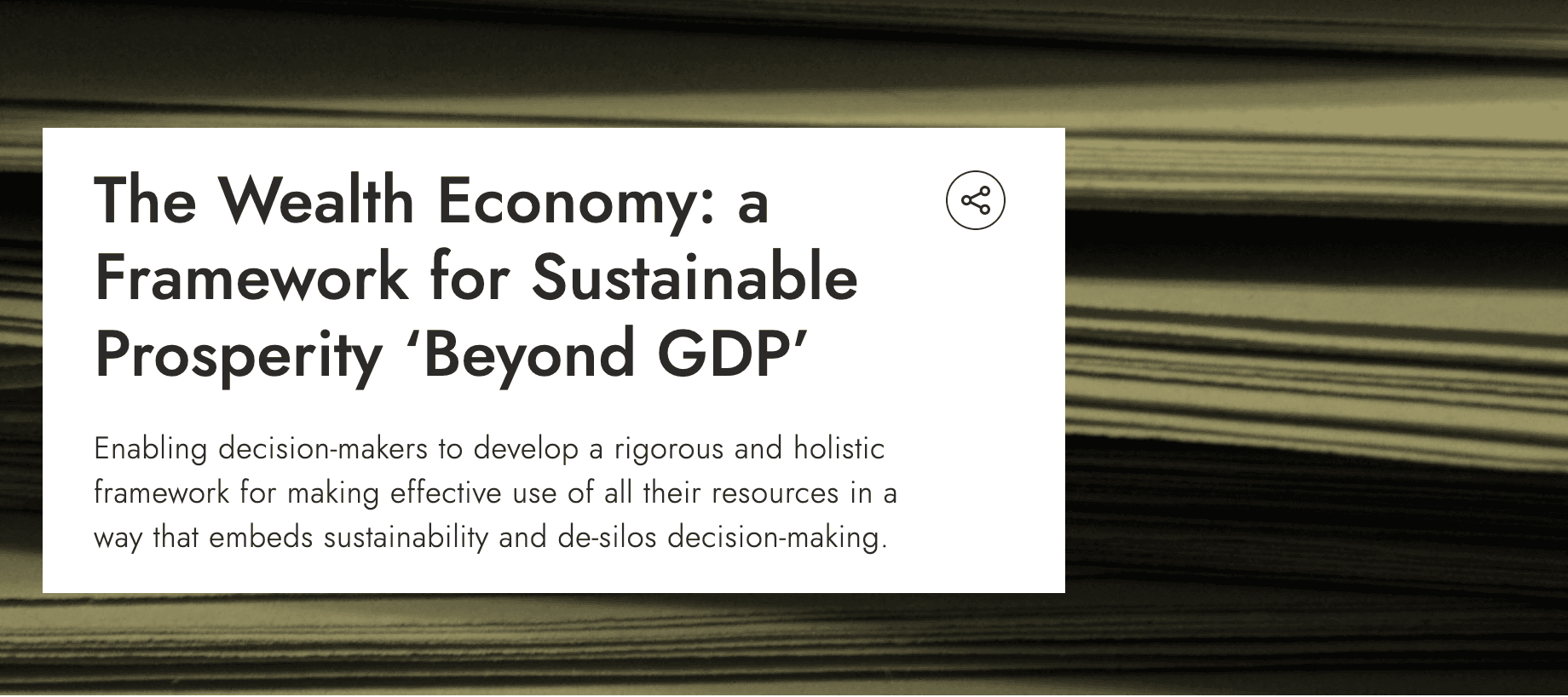 ESG Investing: Framework for Sustainable Prosperity ‘Beyond GDP’